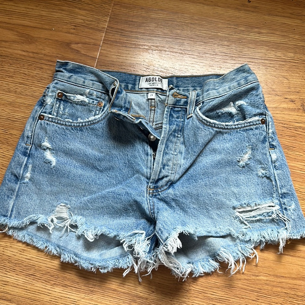 Agolde cut off denim shorts size 24